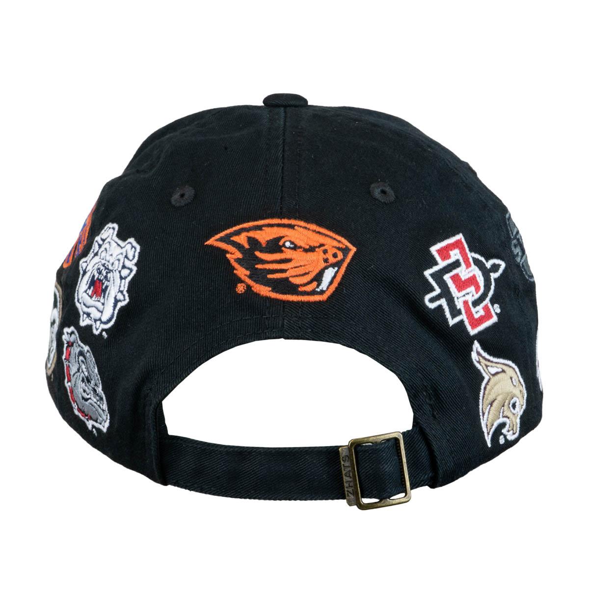 Pac 12 team embroidered all over zephyr black adjustable cap